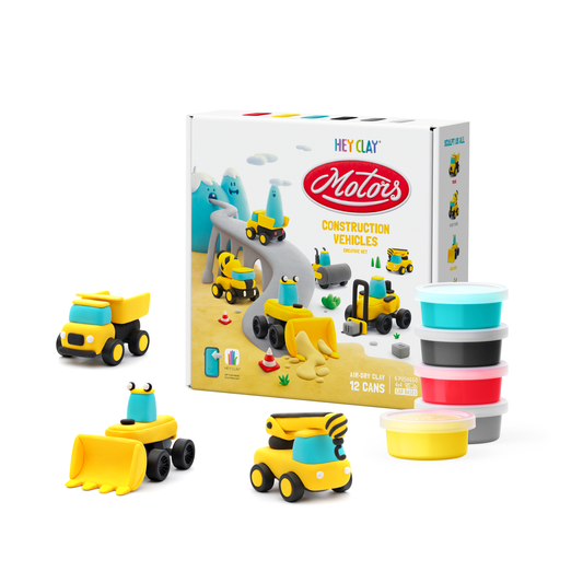 Hey Clay - CONSTRUCTION VEHICLES (Hava ile Kuruyan Kil (12'li kutu) - İnşaat Araçları)
