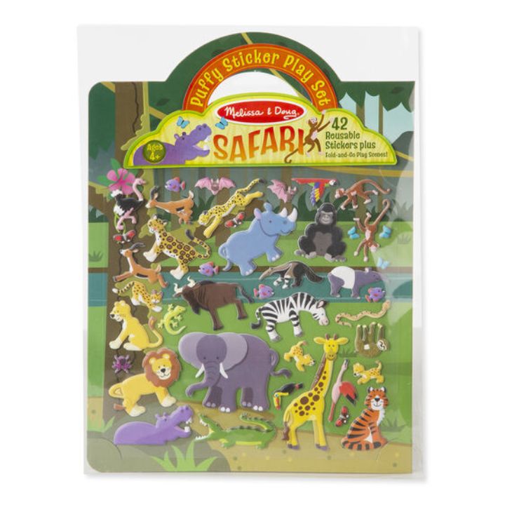 Melissa & Doug -Puffy Reusable Sticker Set-Safari (Kabartmalı Tak Çıkar Çıkartma - Safari)