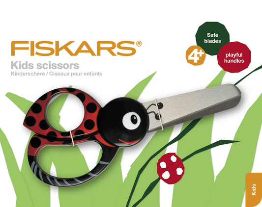 Fiskars - Çocuk Makası - UĞUR BÖCEĞİ (Sol ve Sağ el Kullanımı)