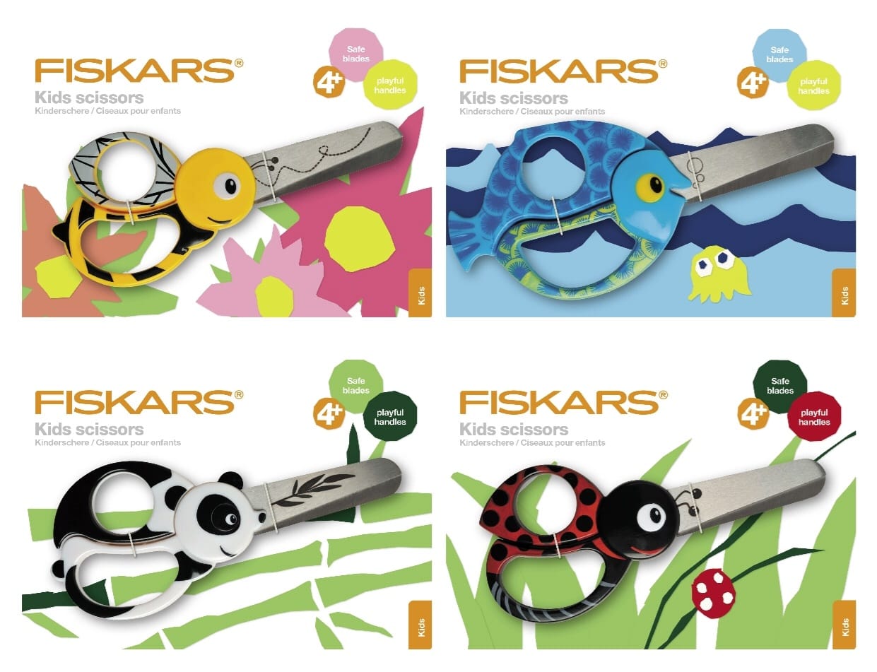 Fiskars - HAYVAN FİGÜRLÜ 4'LÜ ÇOCUK MAKAS SETİ (SOL VE SAĞ EL)