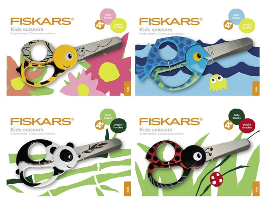 Fiskars - HAYVAN FİGÜRLÜ 4'LÜ ÇOCUK MAKAS SETİ (SOL VE SAĞ EL)