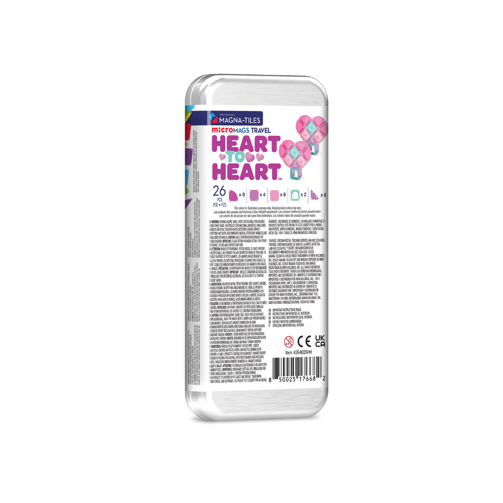Magna-Tiles - MicroMAGS  Travel Set - Kalpli Set Manyetik Bloklar - 26 Parça Heart To Heart