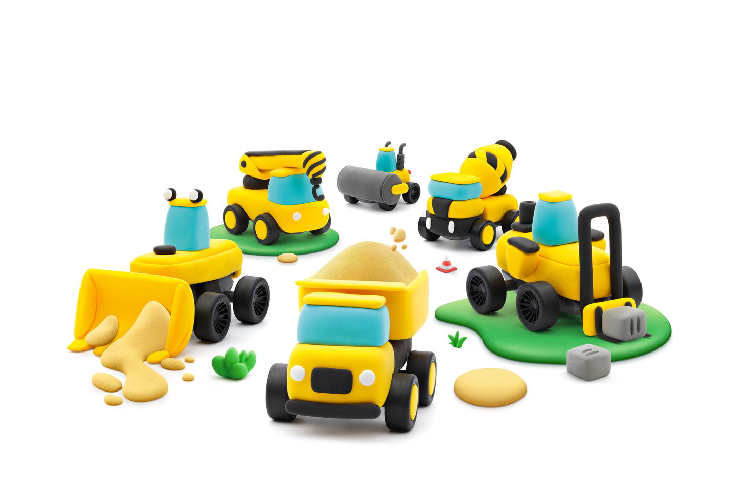 HEY CLAY CONSTRUCTION VEHICLES (Hava ile Kuruyan Kil (12'li kutu) - İnşaat Araçları)