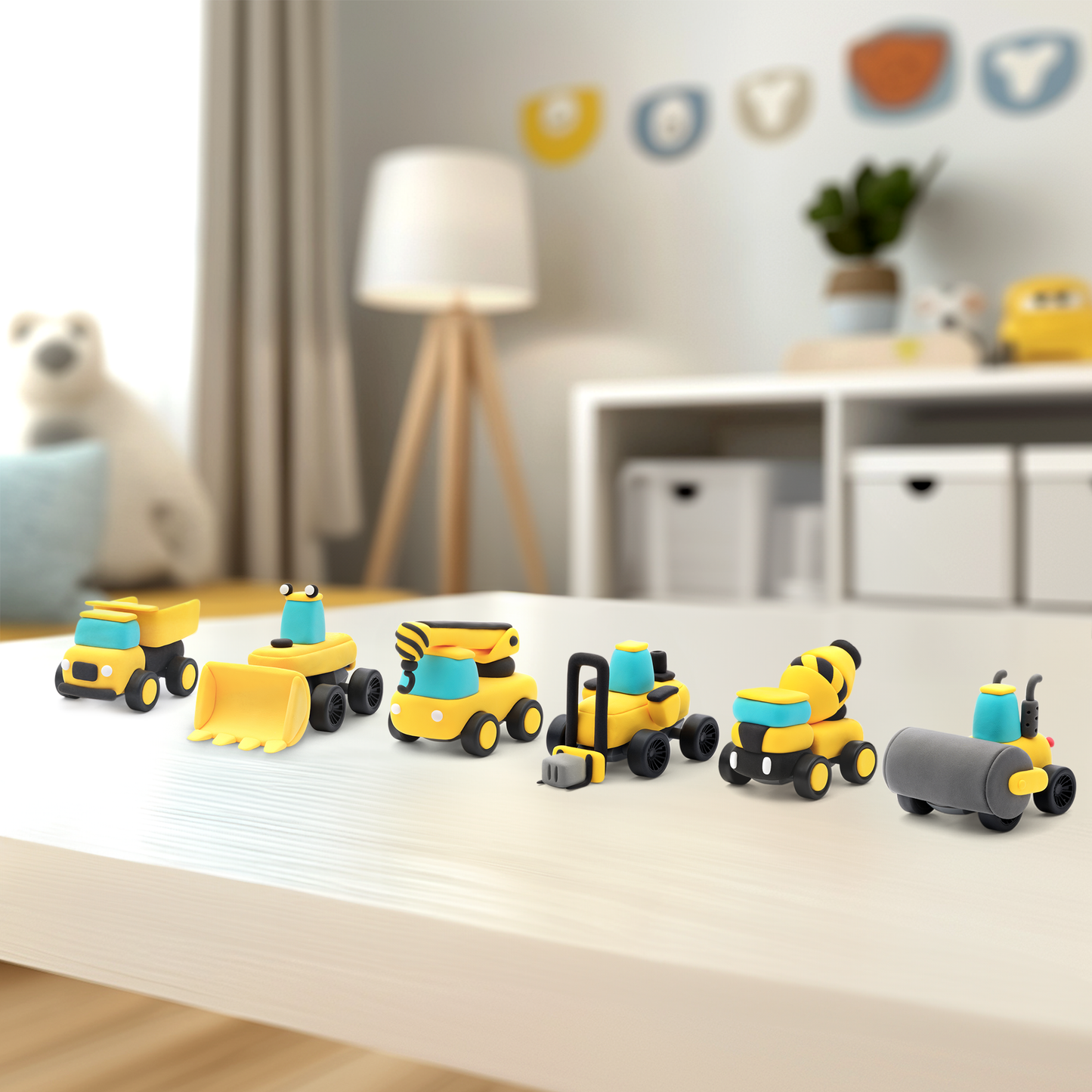 HEY CLAY CONSTRUCTION VEHICLES (Hava ile Kuruyan Kil (12'li kutu) - İnşaat Araçları)