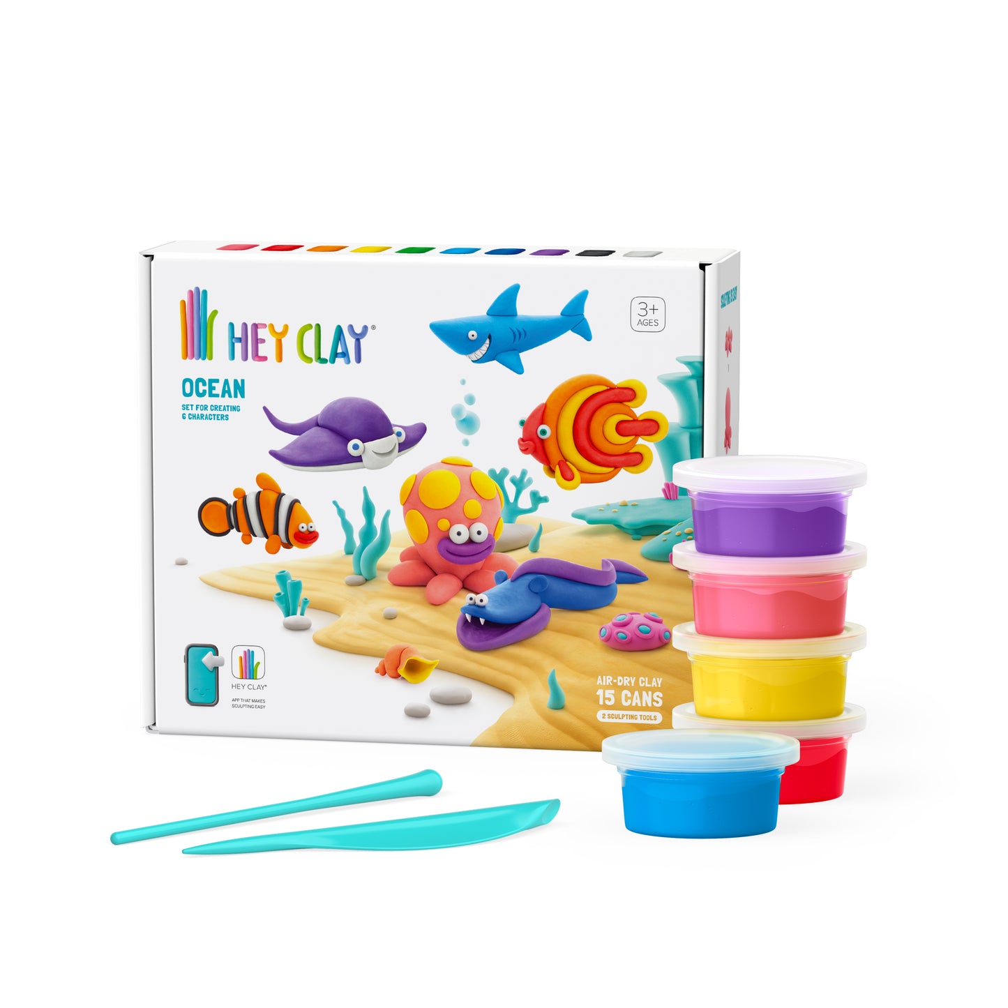 HEY CLAY OCEAN LARGE SET(6 CHARACTERS- 15 CANS)