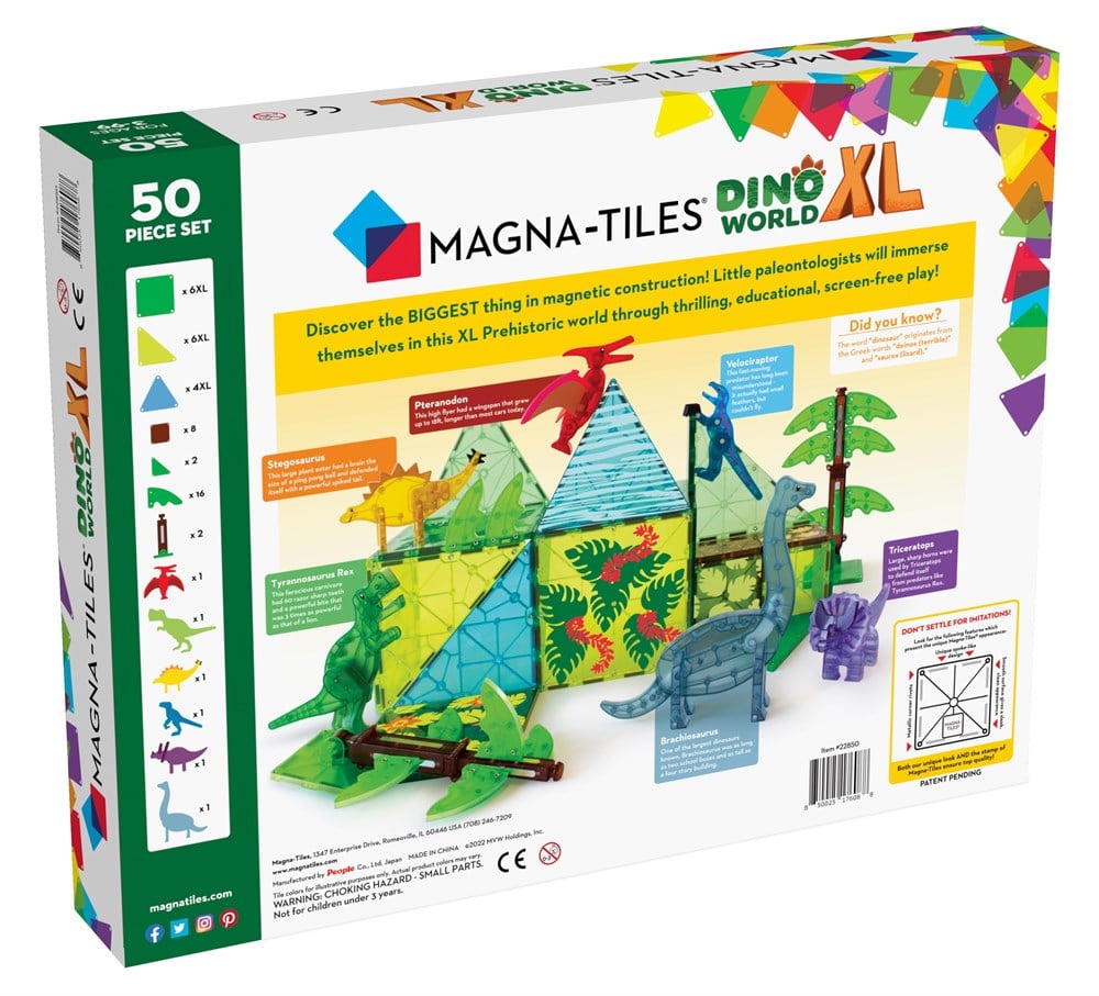 Magna-Tiles - Dinozor Dünyası - 50 Parça - XL